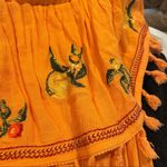 ASOS  Orange Off Shoulder Ruffled Lemon & Orange Embroidered Mini Dress Tassels 4 Photo 5