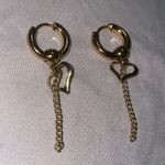 Mega Earrings in Gold Heart Huggies hoops Photo 4