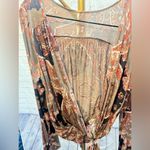 Free People  Fiona Paisley Bell Sleeve Surplice Jersey Top Size Medium NWOT Photo 8