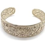 925 Sterling Silver Flower Design Cuff Bracelet Thailand Photo 0