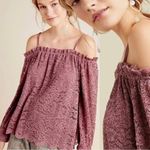 Anthropologie Eri + Ali Romana Off The Shoulder Top Lace Dusty Rose XS NWT Photo 1