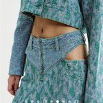 Urbanic Cutout Jacquard Jeans with Rhinestone Green Size 28 Photo 4