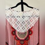 Fig & Flower Large Bohemian Lace Trim Blouse Hippie Chic Festival Peasant Shirt Red Photo 7
