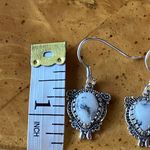 Genuine White Buffalo Sterling Silver Southwestern Earrings Black Photo 2