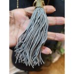 Women's Long Gold Chain Necklace With Tassel Pendant And Lobster Clasp Lock Gray Photo 4