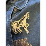 Keren Hart Denim Shirt Women Size Small Embroidered‎ Long Sleeve Safari Read Blue Photo 7