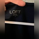 Loft Navy short sleeve vneck jersey shirt with adorable chambray ruffle size M Photo 1