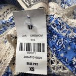 Jaase  Women's Mini Dress XS Blue Crochet Smocked Floral Rayon Boho Photo 7