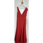 Mac Duggal Bow Shoulder V-Neck Gown in Red Size US 10 NWT Photo 8