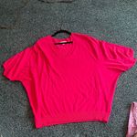 Hilary Radley  for Katherine Barclay size large deep v neck sweater cute hot pink Photo 0