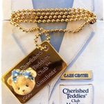 𝅺VINTAGE Enesco Cherished Teddies 1998 Club Membear necklace Gold Photo 5