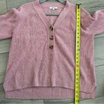Madewell  Lyle Rib Henley Wool V Neck Button Loose Fit Sweater Merle Pink S Photo 6