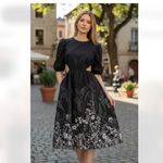 NEW INC INTERNATIONAL CONCEPTS Linna Garden Cutout Printed Dress Black Size L Photo 1