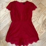 NBD Elegant Red Lace Romper plunge neck small Photo 0