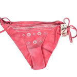 Aerie  Embroidered Tie Cheekier‎ Bikini Bottom in Strawberry M NWT Photo 0
