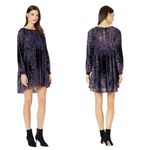 Free People  Mirror Velvet Paisley Mini Dress Purple Black Babydoll Peasant Sz S Photo 1