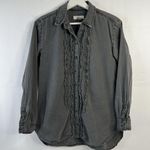 Anthropologie  Pilcro Size XS Juni Ruffled Denim Button Down Shirt Chambray Black Photo 2