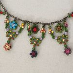 Bohemian Garden Floral Ornate Necklace with Earrings Set Pink Photo 3