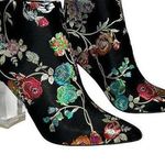 Privileged Audra Black Floral Ankle Bootie Heels Shoe Size 10 Photo 0