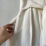 Vince  Belted Button Front Linen Blend Midi Skirt Ivory 1X Photo 6