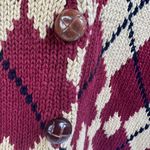 Vintage Size M Cardigan Sweater Vest Argyle Print Hand Embroidered Long Line Size M Photo 3