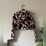 LA Hearts Brown White Cow Print Western Y2K Kelly Mini Double Zip Hoodie size S Photo 5