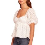 Amanda Uprichard NWT! Tomasina Puff Sleeve Babydoll Top in Cirrus - Size Small Photo 2