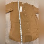 Uniqlo U | Women Sheer Band Collar Long Sleeve Cotton Shirt | Brown | Size S Photo 5