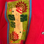 Vtg 90s oversized bright kitschy artsy cardigan Red Size L Photo 4