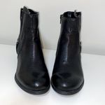 Nine West  Women's Celinna Black Leather Studded Double Zip Western Ankle Boots Photo 1