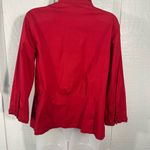 Peck & Peck  Red Long Sleeve Button Down Ruffle Front Top Size Medium EUC Photo 5