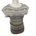 The Limited  Fair Isle Sweater Short Sleeve Y2K Wool Blend Beige Blue Neutral S Photo 1