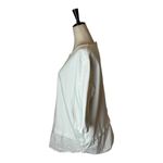 COS Shirt Women Large White Cotton Half Sleeve Mixed Fabric Shirttail Hem Top Photo 5