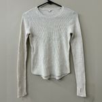 margaret o'leary Margaret O’Leary Shirtail Waffle Crew Sz M Light Cream Color Photo 1