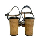 Coach  Size 8 Block Cork Heel Open Toe Strappy Black Photo 3