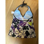 Nike  Tankini Swimsuit Top Halter Black White Purple Size‎ 8 Bikini Beach Sporty Photo 5