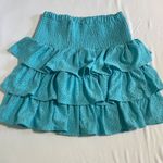 Michael Kors Tiered Ruffle Eyelet Skirt Smocked Waist Blue Medium NWT Photo 5
