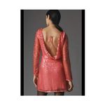 Anthropologie Pink Sequin Drape Back Mini Dress  Long Sleeve NEW with Tags 16W Photo 1