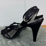 Coach Bethanie Black Satin Strappy Knot Heels Pumps Ankle Strap Stiletto 9.5 Photo 2