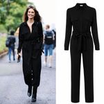 Ganni Clark Black Long Sleeve Tie Waist Jumpsuit Size 36 Photo 1