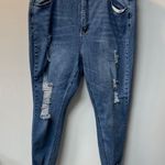 Wax Jean Blue Distressed Ankle Cropped Jeans Plus Size 22 Photo 0