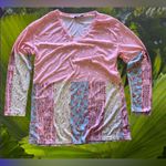 LILY by Firmiana Tunic Top Womens L Large FLORAL PINK Blue POLKA DOT Shirt Photo 2