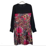 Trina Turk  Silk Floral Black Red Purple Long Sleeve Dress Size 6 Photo 7