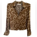 ASTR  the label Yesenia abstract print satin button front blouse Medium NWT Photo 1