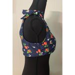 Modcloth Blue Polka Dot Strawberry Tie Strap Metal Back Closure Bikini Top Large Photo 2