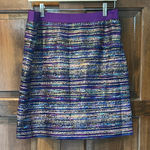Kate Spade Kylie Jewelbox Purple Colorful Striped Tweed Mini Skirt Size 10 Photo 0