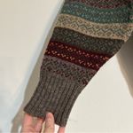 Lands' End Vintage  Shetland Wool Striped Cardigan Sweater Indie Grunge Grandpa Photo 2