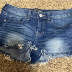 EXPRESS  Denim Jean Shorts Women's 4 Cutoffs Micro Mini Low Rise Festival Boho Photo 0
