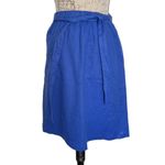 J.Crew  Blue Skirt Pleated Elastic Waistline Sz XS Linen Blend Minimalist Coastal Photo 1