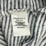 Sundance  Black‎ White Stripe Long Sleeve Linen Top Medium Crochet Neckline *FLAW Photo 2